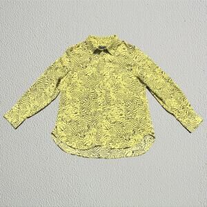 Chartreuse tiger print button up shirt T Tahari